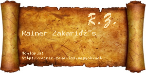 Rainer Zakariás névjegykártya